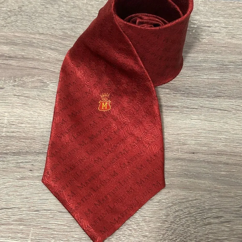 Louis M. Martini Men's Tie One Size Burgundy Branded Tipping/lining